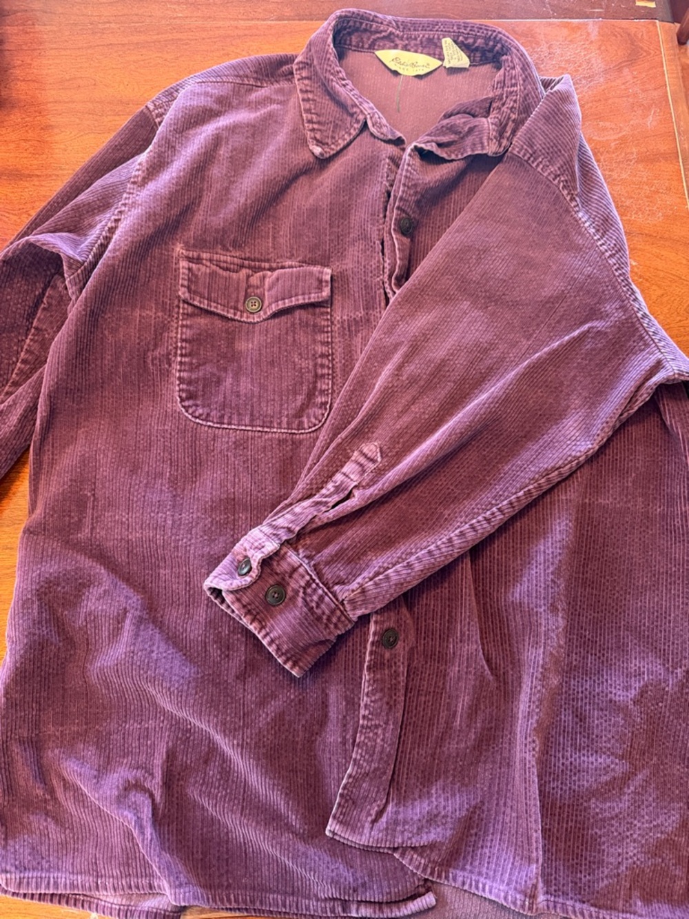 EDDIE BAUER Men's Corduroy Button-Up Shirt - Plum, 100% Cotton